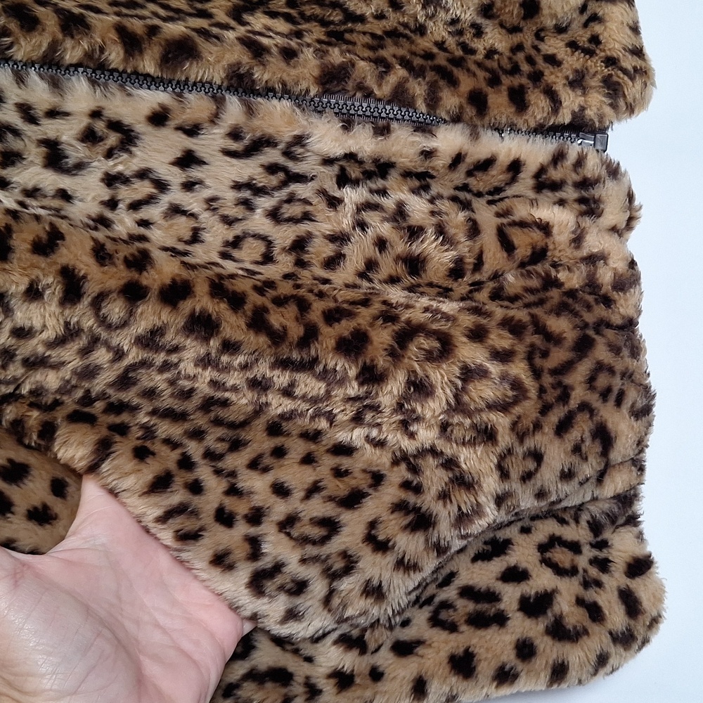 J. Percy For Marvin Richards Vintage Hooded Faux Leopard Fur Coat Size M - Picture 5 of 12